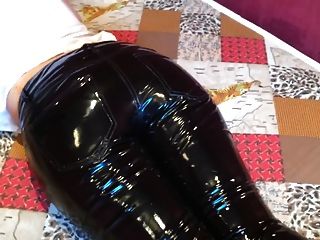 Squeezingmy  Ass In Shiny Vinyl Pants